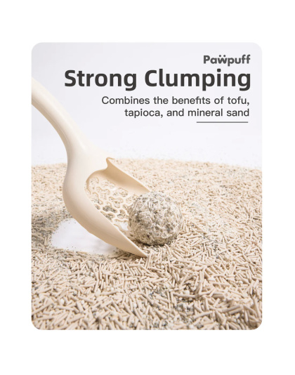 PawPuff Tapioca Multiblend Cat Litter - Tofu, Tapioca, Corn &amp; Mineral, 7.6kg